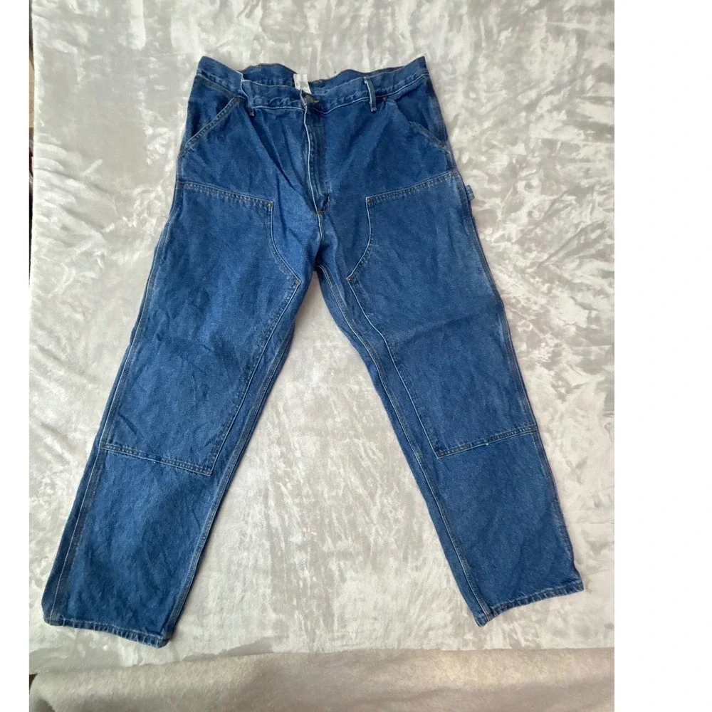 Carhartt B73DST Mens Double Front Logger Dungaree Jeans Blue 42x32 USA Made